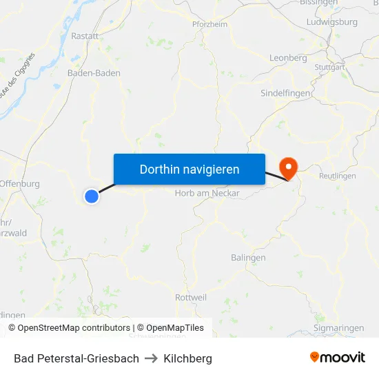 Bad Peterstal-Griesbach to Kilchberg map