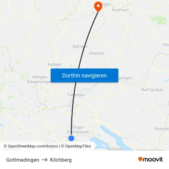 Gottmadingen to Kilchberg map