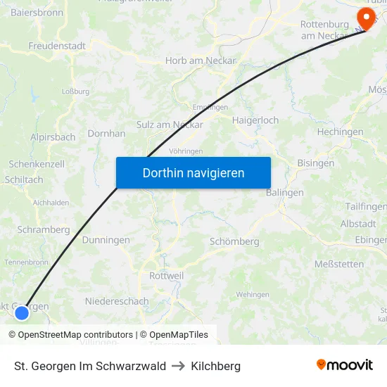 St. Georgen Im Schwarzwald to Kilchberg map