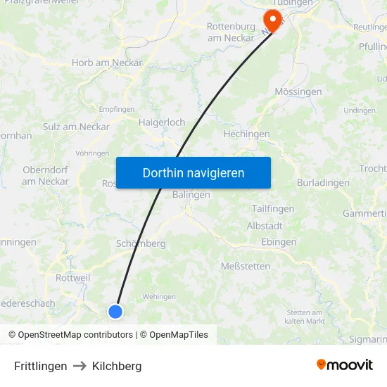 Frittlingen to Kilchberg map