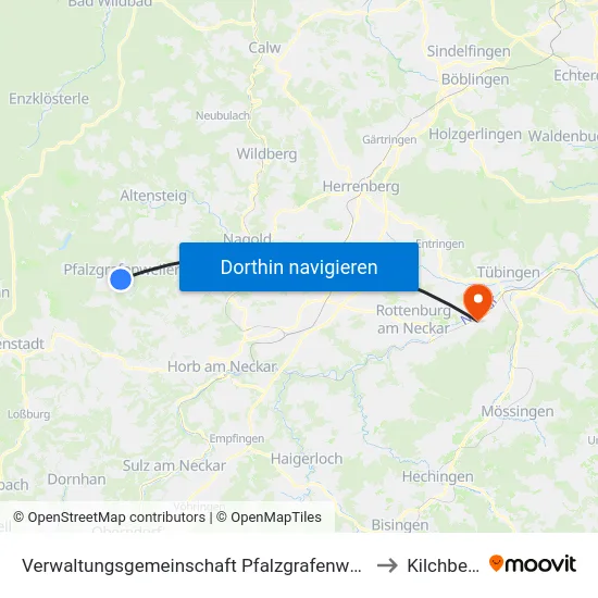 Verwaltungsgemeinschaft Pfalzgrafenweiler to Kilchberg map
