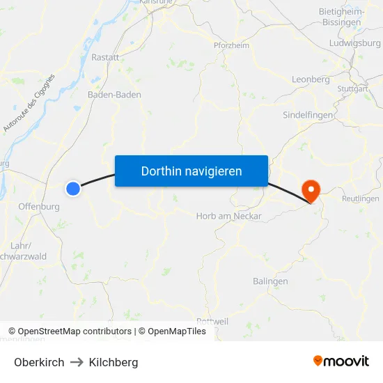 Oberkirch to Kilchberg map