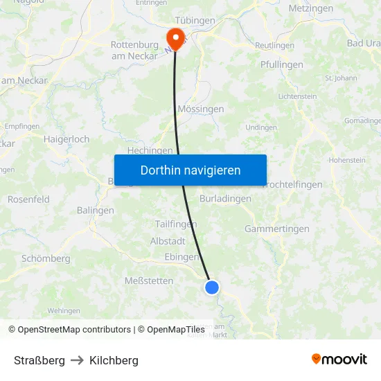 Straßberg to Kilchberg map