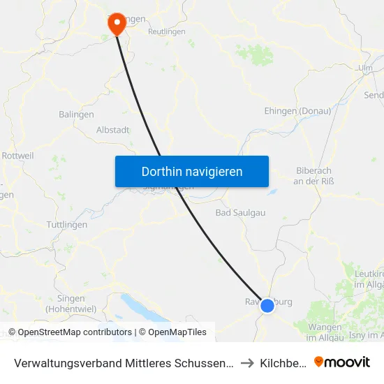 Verwaltungsverband Mittleres Schussental to Kilchberg map