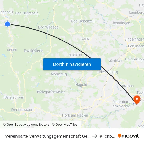 Vereinbarte Verwaltungsgemeinschaft Gernsbach to Kilchberg map