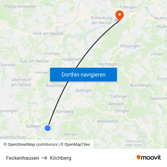Feckenhausen to Kilchberg map