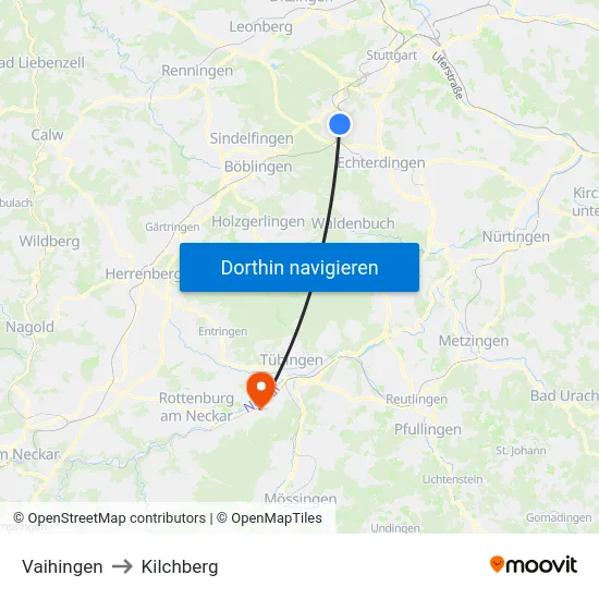Vaihingen to Kilchberg map
