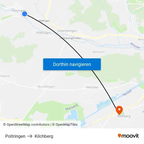 Poltringen to Kilchberg map