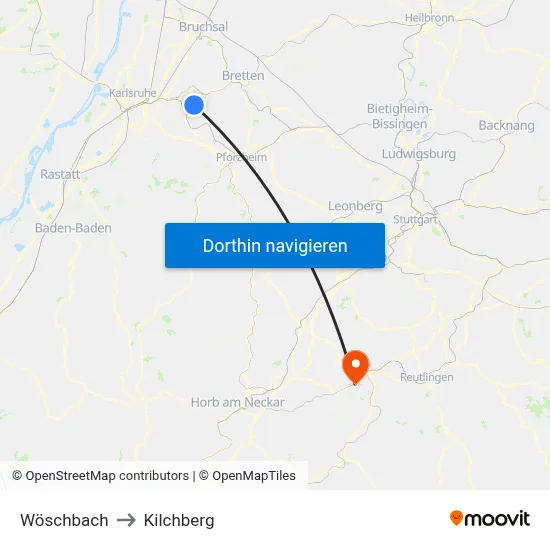 Wöschbach to Kilchberg map