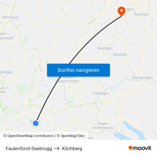 Faulenfürst-Seebrugg to Kilchberg map