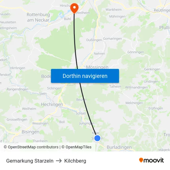 Gemarkung Starzeln to Kilchberg map