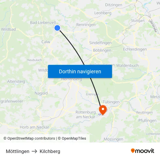 Möttlingen to Kilchberg map