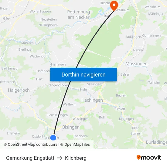 Gemarkung Engstlatt to Kilchberg map