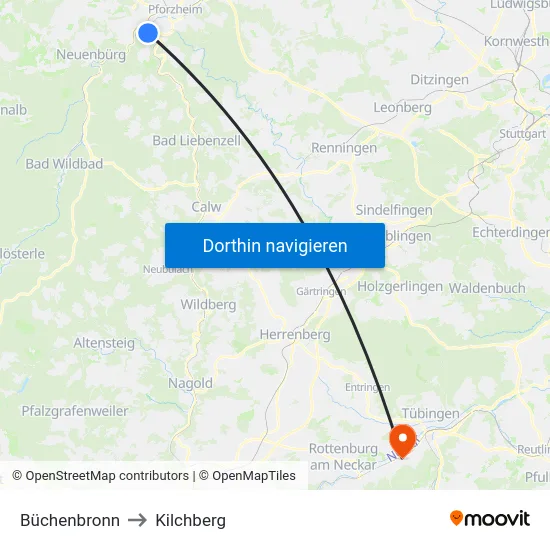 Büchenbronn to Kilchberg map