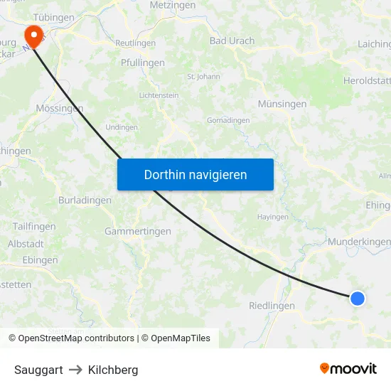 Sauggart to Kilchberg map