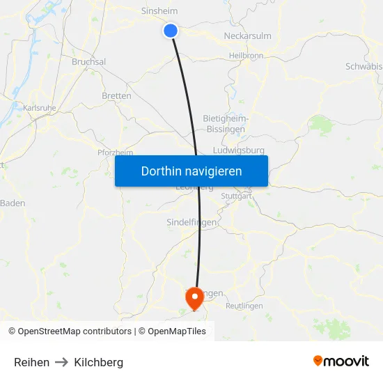 Reihen to Kilchberg map