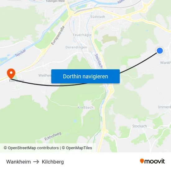 Wankheim to Kilchberg map