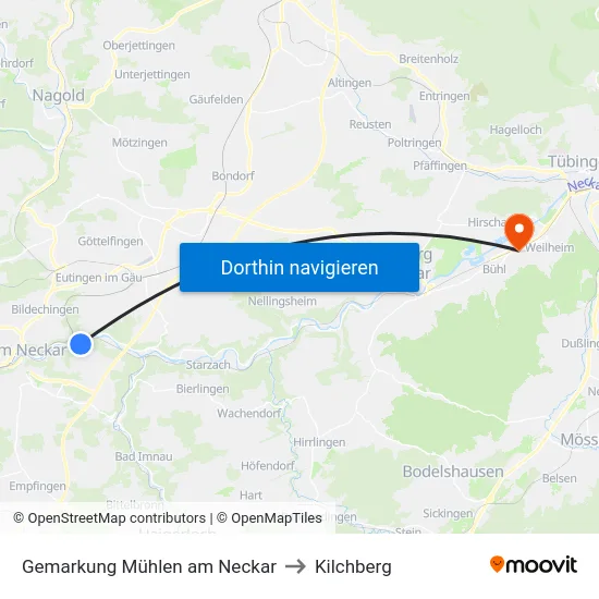 Gemarkung Mühlen am Neckar to Kilchberg map