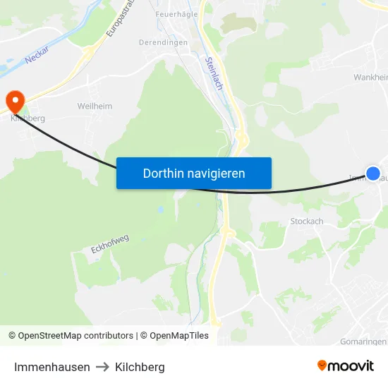 Immenhausen to Kilchberg map