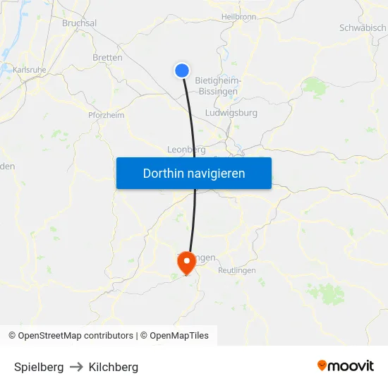 Spielberg to Kilchberg map