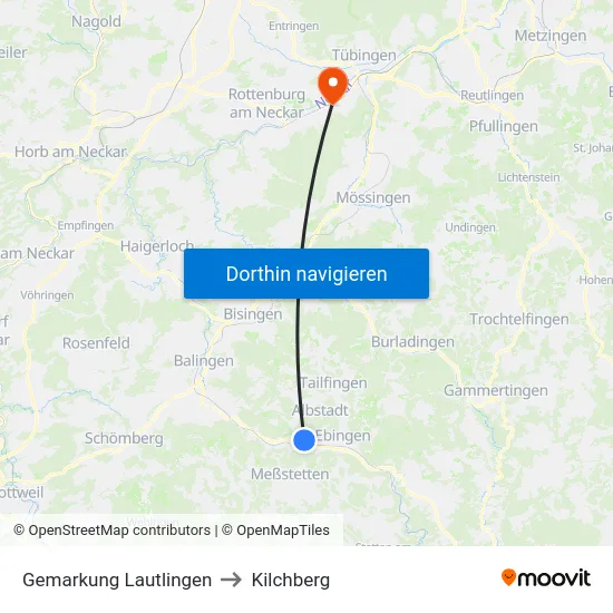 Gemarkung Lautlingen to Kilchberg map