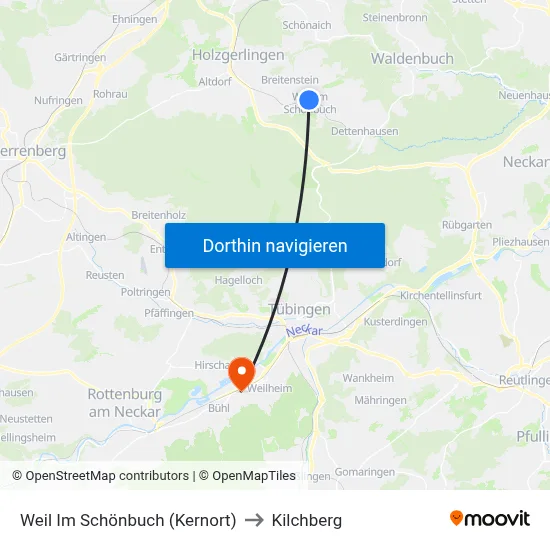 Weil Im Schönbuch (Kernort) to Kilchberg map
