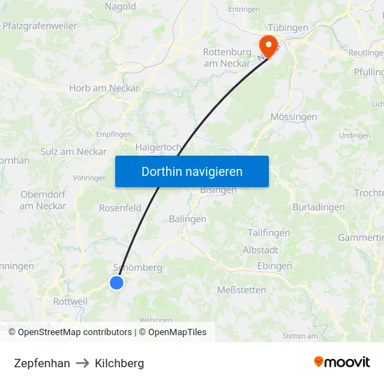 Zepfenhan to Kilchberg map