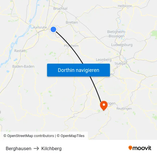 Berghausen to Kilchberg map