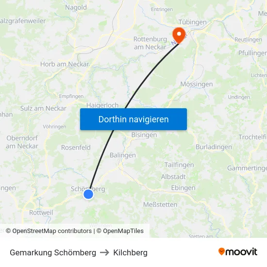 Gemarkung Schömberg to Kilchberg map
