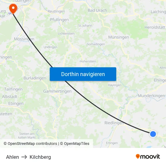 Ahlen to Kilchberg map