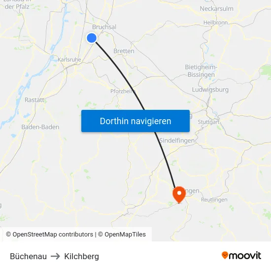 Büchenau to Kilchberg map