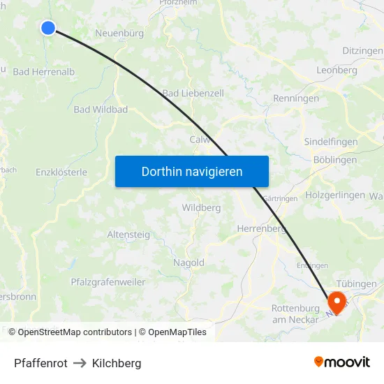 Pfaffenrot to Kilchberg map