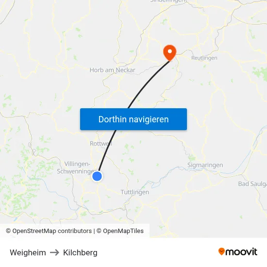 Weigheim to Kilchberg map