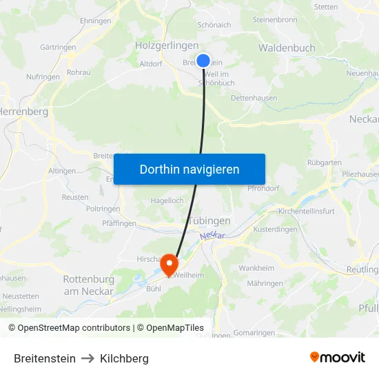 Breitenstein to Kilchberg map