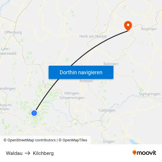 Waldau to Kilchberg map