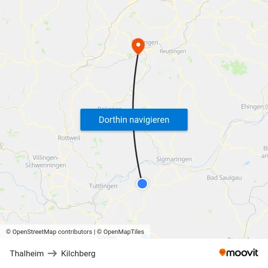 Thalheim to Kilchberg map