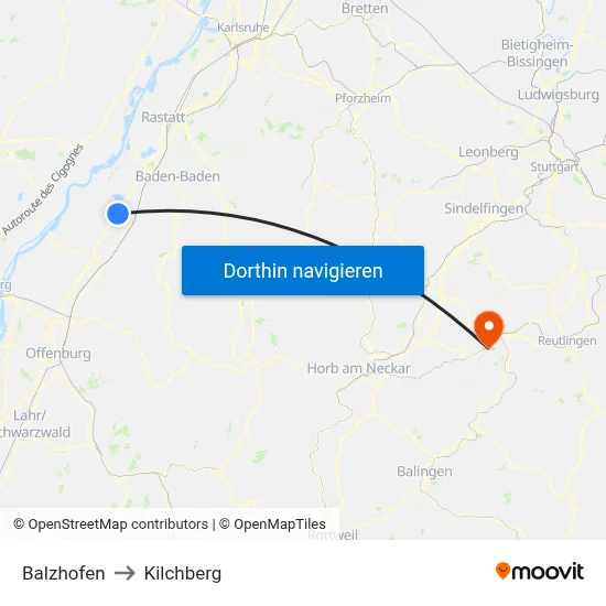 Balzhofen to Kilchberg map