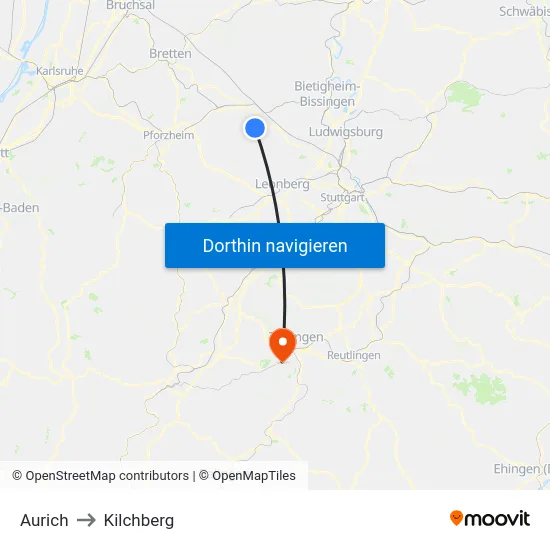 Aurich to Kilchberg map