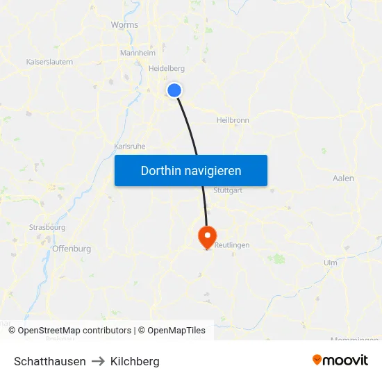 Schatthausen to Kilchberg map