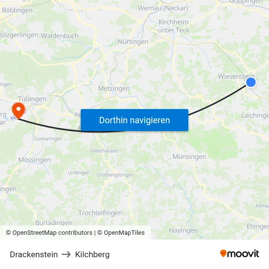 Drackenstein to Kilchberg map
