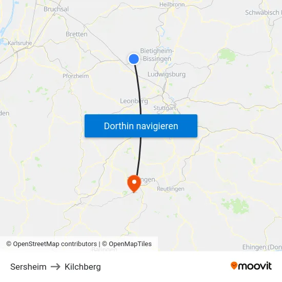 Sersheim to Kilchberg map