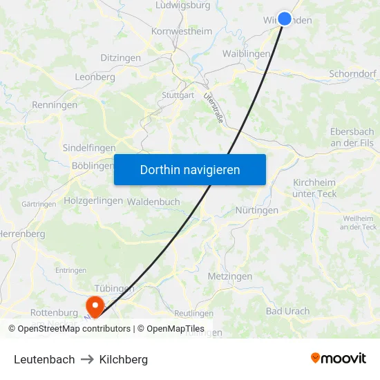 Leutenbach to Kilchberg map