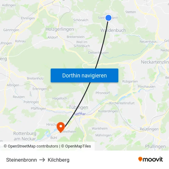 Steinenbronn to Kilchberg map
