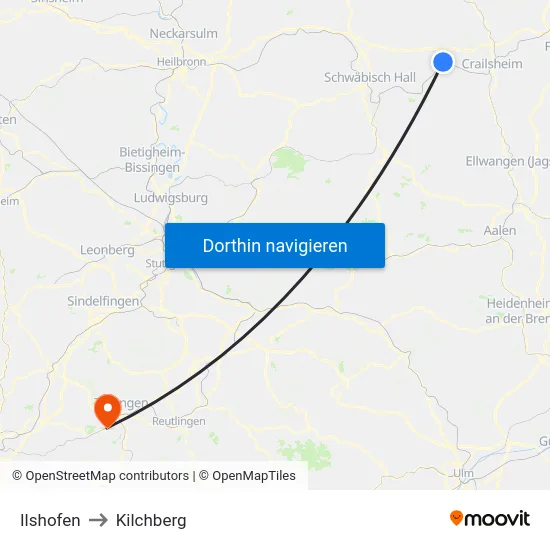 Ilshofen to Kilchberg map