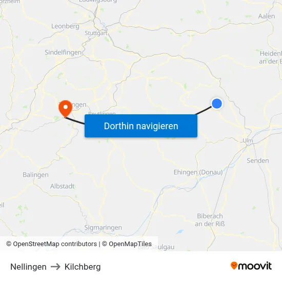Nellingen to Kilchberg map