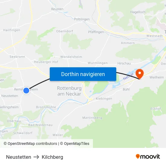 Neustetten to Kilchberg map