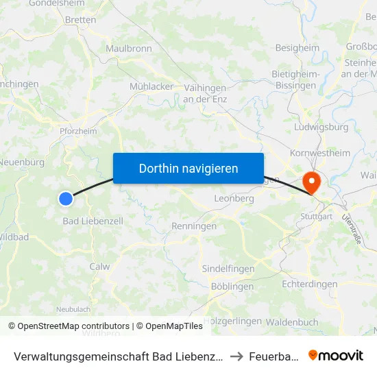Verwaltungsgemeinschaft Bad Liebenzell to Feuerbach map