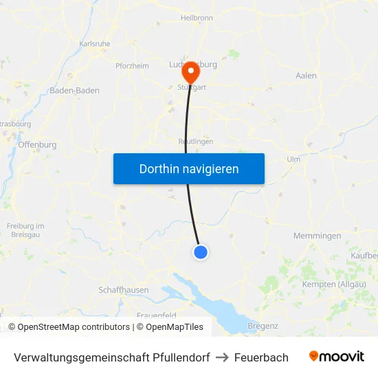 Verwaltungsgemeinschaft Pfullendorf to Feuerbach map