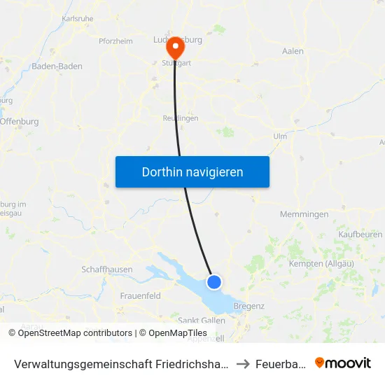 Verwaltungsgemeinschaft Friedrichshafen to Feuerbach map