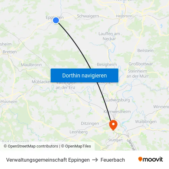 Verwaltungsgemeinschaft Eppingen to Feuerbach map